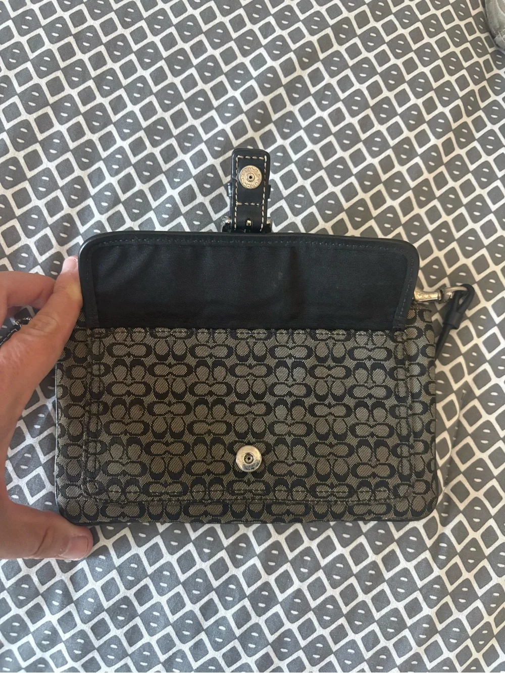 Coach Brown & Black Signature Canvas Wristlet Clutch